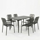Τραπεζαρία Heven Vista pakoworld σετ 7τεμ μαύρο αλουμίνιο 120x70x72εκ