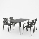 Τραπεζαρία Heven Vista pakoworld σετ 5τεμ μαύρο αλουμίνιο 150x80x72εκ