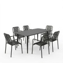Τραπεζαρία Heven Vista pakoworld σετ 7τεμ μαύρο αλουμίνιο 150x80x72εκ