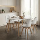 Τραπέζι Natali pakoworld MDF λευκό-πόδια σε φυσική απόχρωση 120x80x76εκ