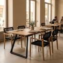 Τραπέζι επεκτεινόμενο Kannu pakoworld σε φυσική απόχρωση με μαύρα μεταλλικά πόδια 160-200x90x75εκ