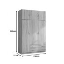 Ντουλάπα τρίφυλλη με πατάρι Alvia pakoworld λευκό 150x51x240εκ