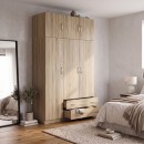 Ντουλάπα τρίφυλλη με πατάρι Alvia pakoworld sonoma 150x51x240εκ
