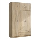 Ντουλάπα τρίφυλλη με πατάρι Alvia pakoworld sonoma 150x51x240εκ