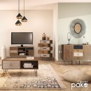 Μπουφές Boho pakoworld με συρτάρια-ντουλάπι καρυδί μεταλλικά πόδια 79,5x39,5x86εκ