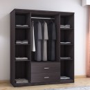 Ντουλάπα ρούχων τετράφυλλη OLYMPUS pakoworld χρώμα wenge 159x57x183εκ