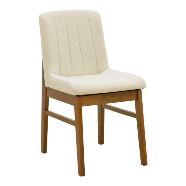 Καρέκλα Dalby pakoworld εκρού ύφασμα καρυδί rubberwood 50x45x85,5εκ | Συσκευασία 2 τμχ