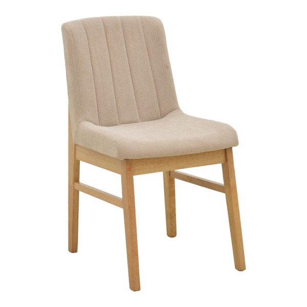 Καρέκλα Dalby pakoworld μπεζ ύφασμα sonoma rubberwood 50x45x85,5εκ | Συσκευασία 2 τμχ