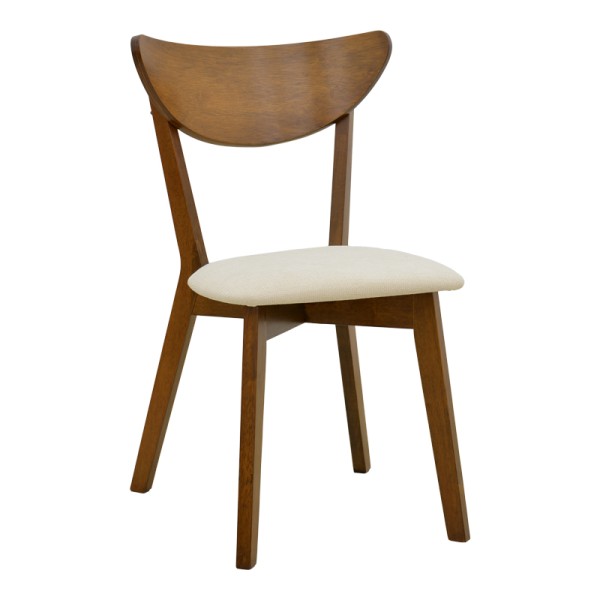 Καρέκλα Canon pakoworld καρυδί rubberwood εκρού ύφασμα 43x52x83,5εκ | Συσκευασία 2 τμχ