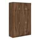 Ντουλάπα τρίφυλλη με συρτάρια Royal pakoworld καρυδι-oak 150x58x230εκ