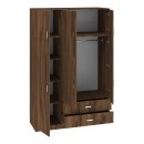 Ντουλάπα τρίφυλλη με συρτάρια Royal pakoworld καρυδι-oak 150x58x230εκ