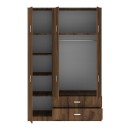 Ντουλάπα τρίφυλλη με συρτάρια Royal pakoworld καρυδι-oak 150x58x230εκ