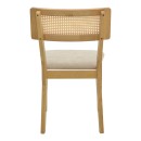Καρέκλα Raffles pakoworld rubberwood με pe rattan και γκρι μπεζ ύφασμα 47x48x83.5εκ | Συσκευασία 2 τμχ
