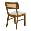 Καρέκλα Raffles pakoworld καρυδί rubberwood με pe rattan και εκρού ύφασμα 47x48x83.5εκ | Συσκευασία 2 τμχ