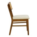 Καρέκλα Raffles pakoworld καρυδί rubberwood με pe rattan και εκρού ύφασμα 47x48x83.5εκ | Συσκευασία 2 τμχ