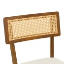 Καρέκλα Raffles pakoworld καρυδί rubberwood με pe rattan και εκρού ύφασμα 47x48x83.5εκ | Συσκευασία 2 τμχ