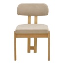 Καρέκλα Genoa pakoworld sonoma rubberwood και μπεζ ύφασμα 50x43x82εκ | Συσκευασία 2 τμχ