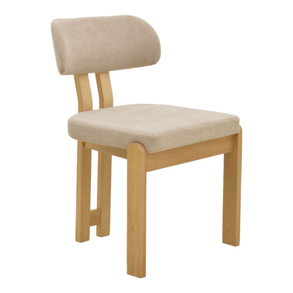 Καρέκλα Genoa pakoworld sonoma rubberwood και μπεζ ύφασμα 50x43x82εκ | Συσκευασία 2 τμχ