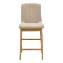 Σκαμπό μπαρ Dalby pakoworld sonoma rubberwood και μπεζ ύφασμα 50x45x102,5εκ | Συσκευασία 2 τμχ