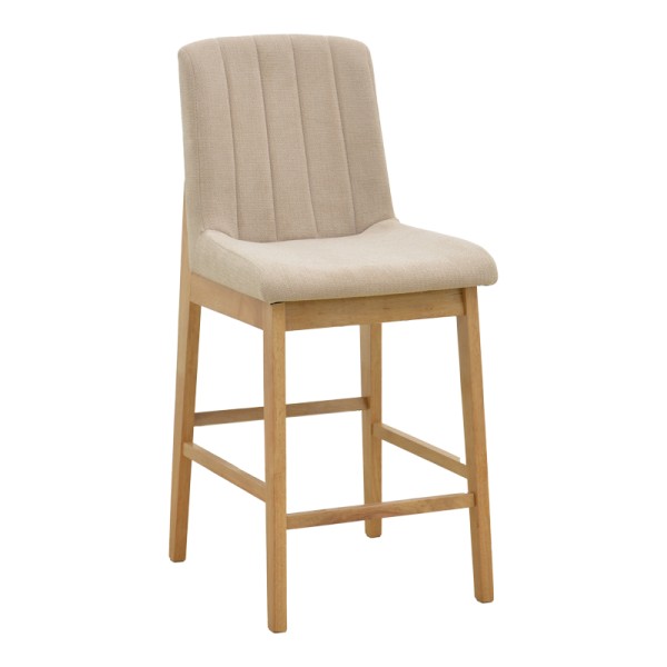 Σκαμπό μπαρ Dalby pakoworld sonoma rubberwood και μπεζ ύφασμα 50x45x102,5εκ | Συσκευασία 2 τμχ