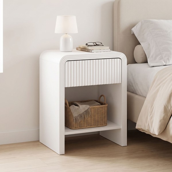 Κομοδίνο Zeplen pakoworld MDF σε λευκή απόχρωση 40x30x53εκ