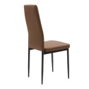 Καρέκλα Parker pakoworld cappuccino PU με μεταλλικό μαύρο πόδι 41x48x96εκ | Συσκευασία 4 τμχ
