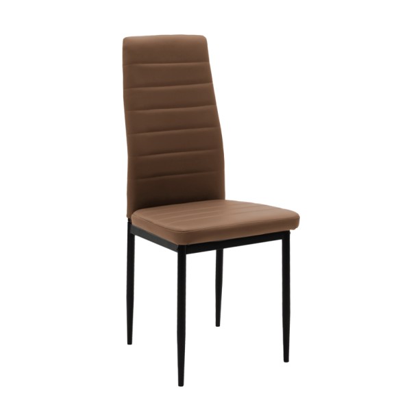 Καρέκλα Parker pakoworld cappuccino PU με μεταλλικό μαύρο πόδι 41x48x96εκ | Συσκευασία 4 τμχ