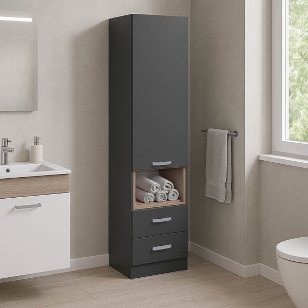 Βιτρίνα-στήλη Toscana pakoworld σε ανθρακί απόχρωση 50x42x222.5εκ