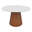 Τραπέζι Franzel pakoworld sintered stone σε όψη μαρμάρου-mdf σε φυσική απόχρωση Φ120x75εκ