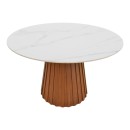 Τραπέζι Franzel pakoworld sintered stone σε όψη μαρμάρου-mdf σε φυσική απόχρωση Φ120x75εκ
