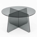 Τραπέζι σαλονιού Cleary pakoworld tempered 8mm γυαλί ανθρακί Φ70x45εκ