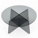 Τραπέζι σαλονιού Cleary pakoworld tempered 8mm γυαλί ανθρακί Φ70x45εκ