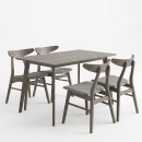 Tραπεζαρία Benson - Orlean pakoworld σετ 5τμχ rustic grey-ύφασμα γκρι 120x75x75εκ