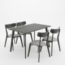 Tραπεζαρία Benson - Toto pakoworld σετ 5τμχ rustic grey - ύφασμα γκρι 120x75x75εκ