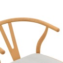 Καρέκλα Wishbone pakoworld rubberwood-ύφασμα σε φυσική-γκρι απόχρωση 51x58x73εκ