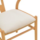 Καρέκλα Wishbone pakoworld rubberwood-ύφασμα σε φυσική-μπεζ απόχρωση 51x58x73εκ