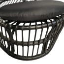 Πολυθρόνα Tromso paakoworld pe rattan σε μαύρη απόχρωση με μαύρο μαξιλάρι 80x85x98εκ