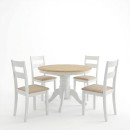 Τραπεζαρία Dallan Lars pakoworld 5τεμ λευκό rubberwood Φ100(+38)x100x75εκ
