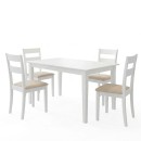 Τραπεζαρία Dallan Mabor pakoworld 5τεμ λευκό rubberwood 120-150x80x73,8εκ