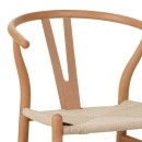 Καρέκλα Wishbone pakoworld rubberwood-σχοινί σε φυσική απόχρωση 53.5x57x74εκ