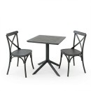 Τραπεζαρία Groovy Crossie pakoworld σετ 3τεμ ανθρακί PP 60x60x76εκ