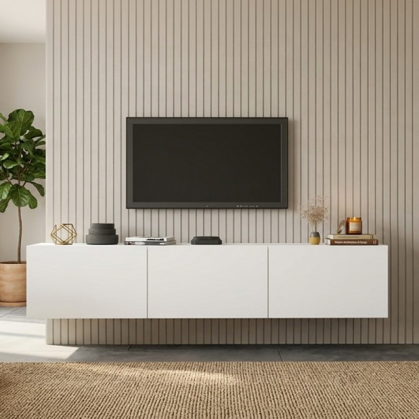 Έπιπλο τηλεόρασης επιτοίχιο Felita pakoworld λευκό 150x31,4x30εκ