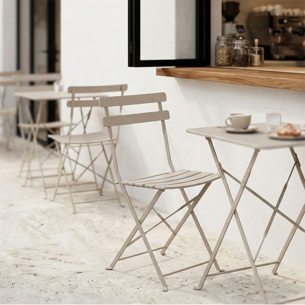Καρέκλα Bistro pakoworld μεταλλική αναδιπλούμενη σε σαμπανί 42x46x82εκ | Συσκευασία 2 τμχ