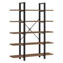 Βιβλιοθήκη Esthon pakoworld καρυδί-μαύρο μέταλλο 120x32x184εκ