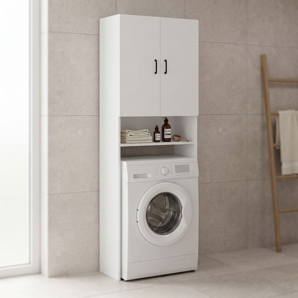 Έπιπλο πλυντηρίου Tzelio pakoworld λευκό 65x30x180εκ