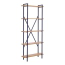Βιβλιοθήκη Derena pakoworld oak με μαύρο μέταλλο 60x29x160εκ
