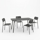 Τραπεζαρία Moraja Deraby Ι pakoworld σετ 5τεμ μαύρο μέταλλο 140x80x72εκ