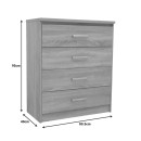 Συρταριέρα OLYMPUS pakoworld με 4 συρτάρια σε sonoma απόχρωση 80.5x40x95εκ
