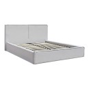 Κρεβάτι διπλό Zento pakoworld γκρι μπεζ ύφασμα 160x200εκ