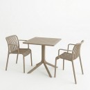 Τραπεζαρία Groovy Zoi pakoworld σετ 3τεμ cappuccino PP 60x60x76εκ